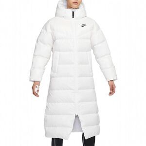 Nike Therma-FIT Long White Duck Down Puffer Coat Women’s Sz 1X Hooded Full Zip
